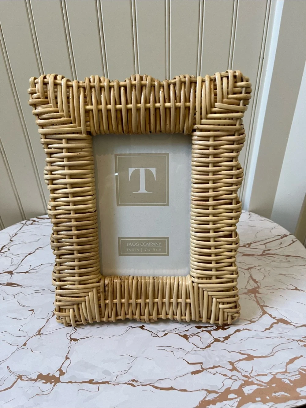 TWO’S COMPANY WICKER WEAVE PHOTO FRAMES | SET OF 2  | 5 x 7  & 4x6 | NEW